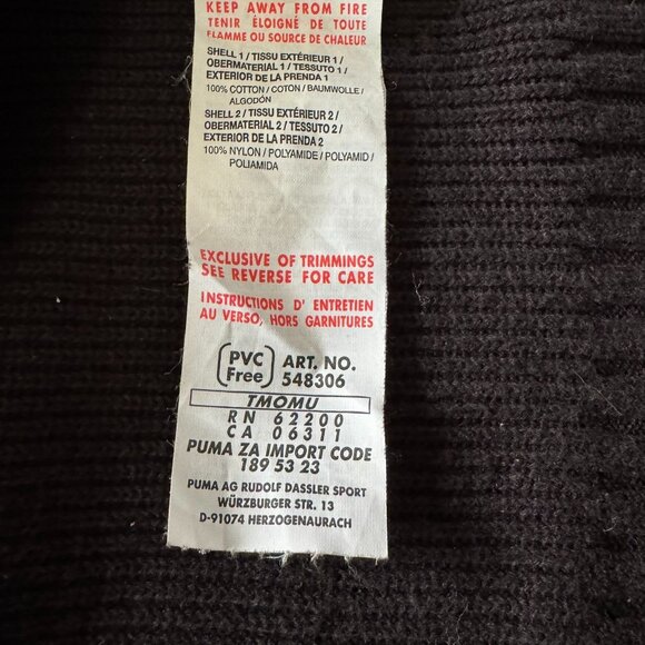 PUMA Black Solid Activewear Men's Sweater Jacket Size Xl X LargeCotton Nylon Rib - Picture 9 of 12